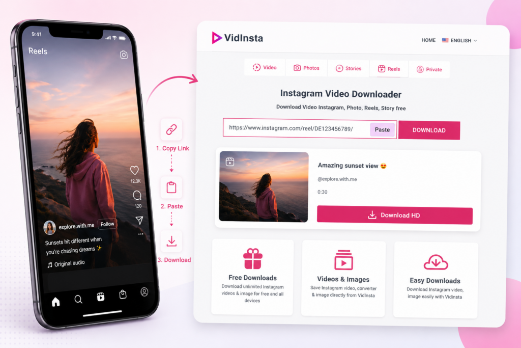 Download Instagram Reels in HD using VidInsta.io