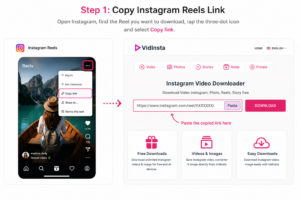 Copy Instagram Reel link for VidInsta downloader