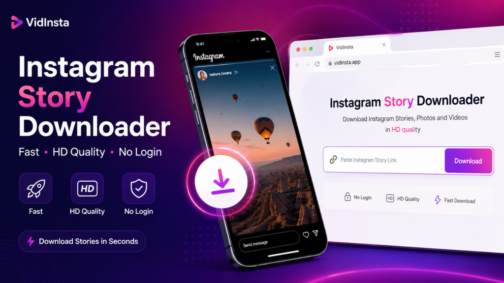 VidInsta Instagram Story Downloader on mobile device