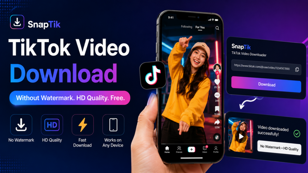 SnapTik Tik Tok Video Download tool for saving TikTok videos without watermark