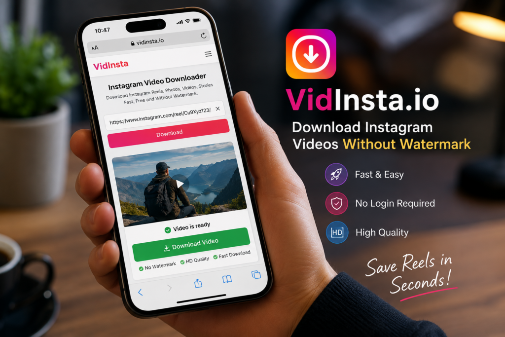 VidInsta without watermark downloader on mobile device