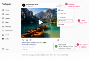 Copy Instagram video link from desktop browser