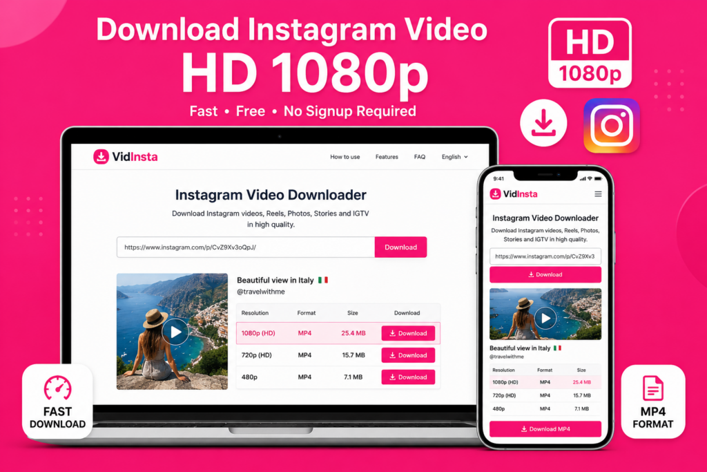 Download Instagram video HD 1080p using VidInsta