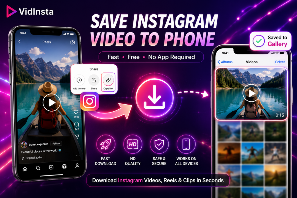Save Instagram video to phone using VidInsta downloader